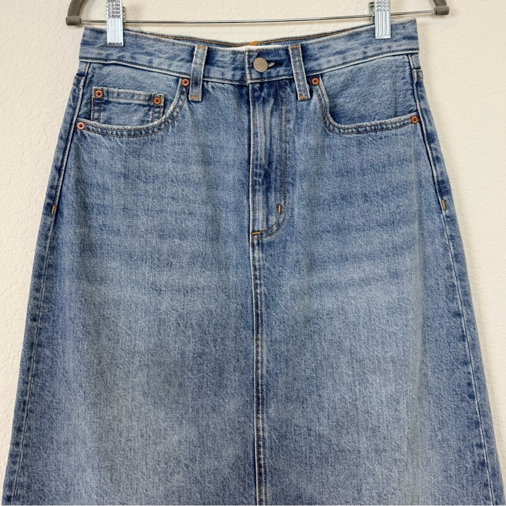 Aritzia Denim Forum The Nina High-Rise Maxi Slim Denim Skirt Size 27 - Picture 3 of 12